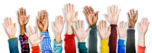 Group of hands in the air