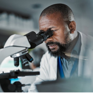 Man with microscope