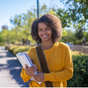 college girl with books