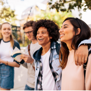 college students walking